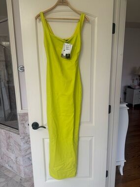 “naked wardrobe “Neon Lime Green Sleeveless Maxi Dress